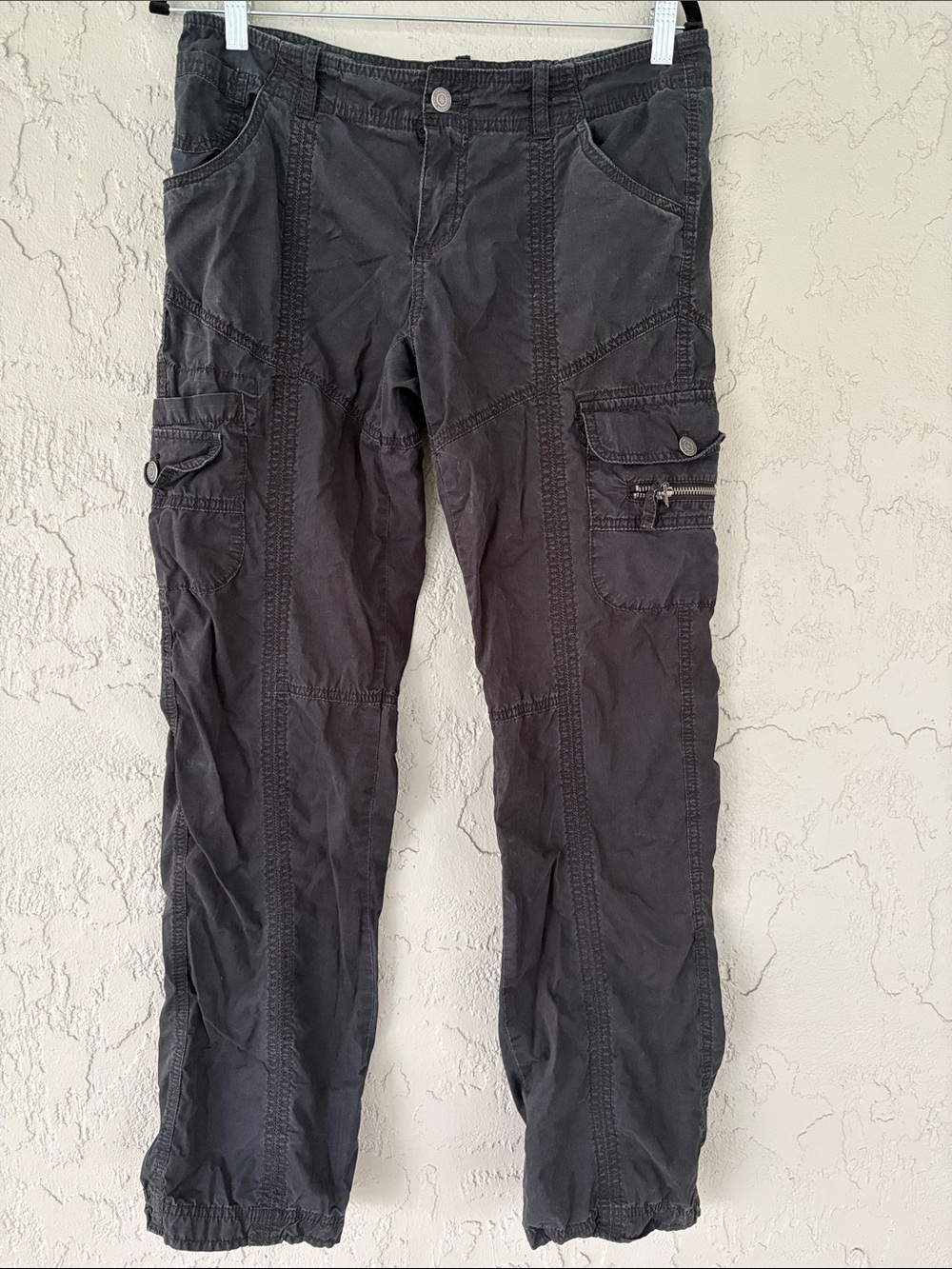 London Jean Black Utility Cargo Pants with Zip & Flap Pockets